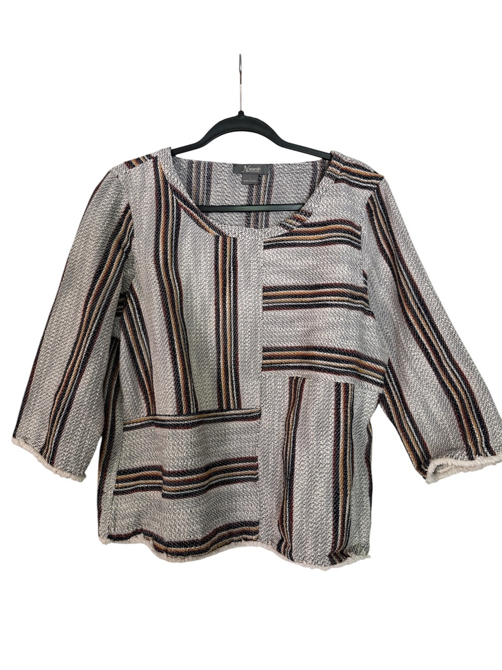 Naturals Baja Knit Top 3/4 Sleeve - Gray Multi